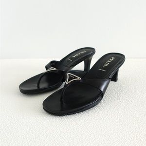 Authentic Prada Logo Nappa Leather Thong/ Sandals/ Slippers/ Slides